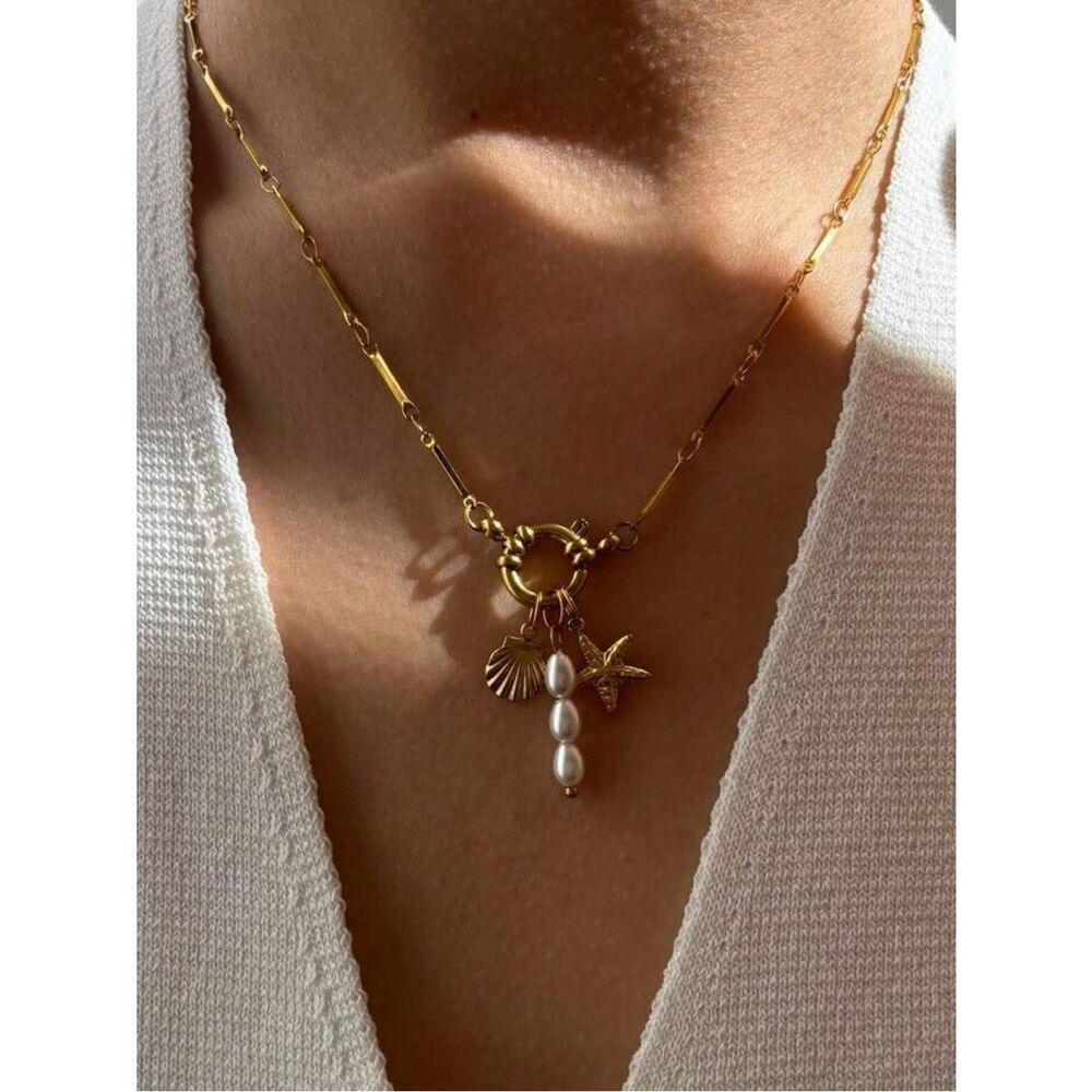 Starfish pearl necklace #2548